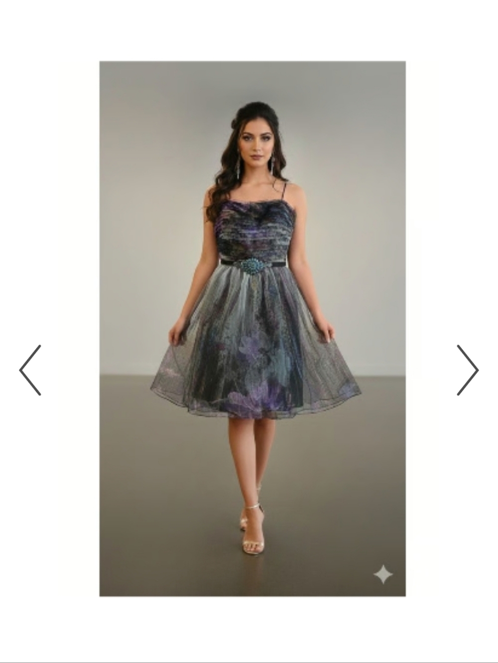 Teri Jon Strapless Floral Midi Dress in Purple and Blue